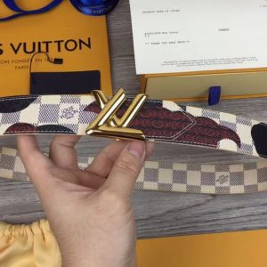 Replica Louis Vuitton MP029 LV Circle 35mm Reversible Belts Damier Azur Canvas