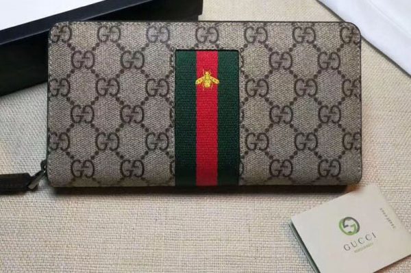 Replica Gucci 408831 Web GG Supreme zip around wallet