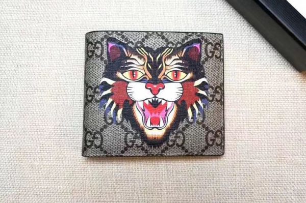 Replica Gucci 451268 Angry Cat print GG Supreme wallet