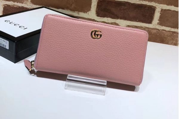 Replica Gucci 456117 Leather Zip Around Wallet Pink