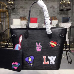 Replica Louis Vuitton M52729 LV Neverfull MM Epi Leather Bags Black