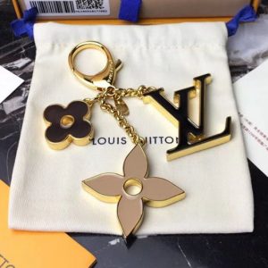 Replica Louis Vuitton M67119 LV Fleur De Monogram Bag Charm Gold Hardware Black