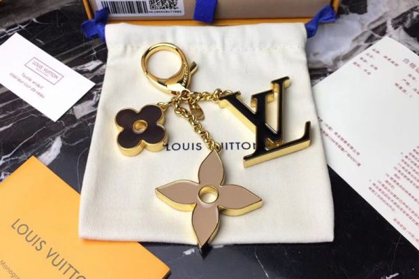 Replica Louis Vuitton M67119 LV Fleur De Monogram Bag Charm Gold Hardware Black