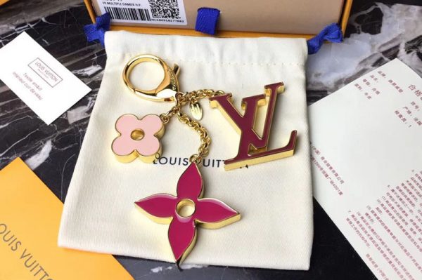 Replica Louis Vuitton M67119 LV Fleur De Monogram Bag Charm Gold Hardware Red