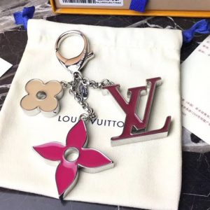 Replica Louis Vuitton M67119 LV Fleur De Monogram Bag Charm Silver Hardware Red