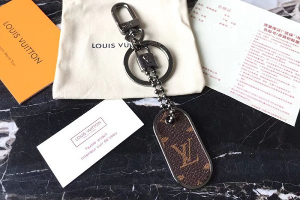 Replica Louis Vuitton M63618 LV Tab Bag Charm and Key Holder Monogram Canvas Black Hardware