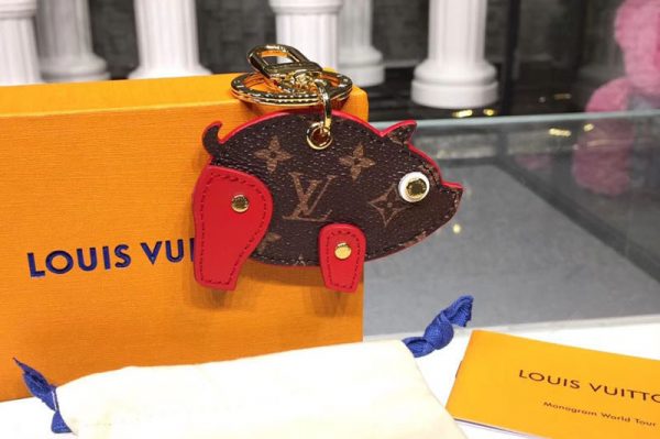 Replica Louis Vuitton M64181 LV Pig Bag Charm and Key Holder Monogram Canvas Red