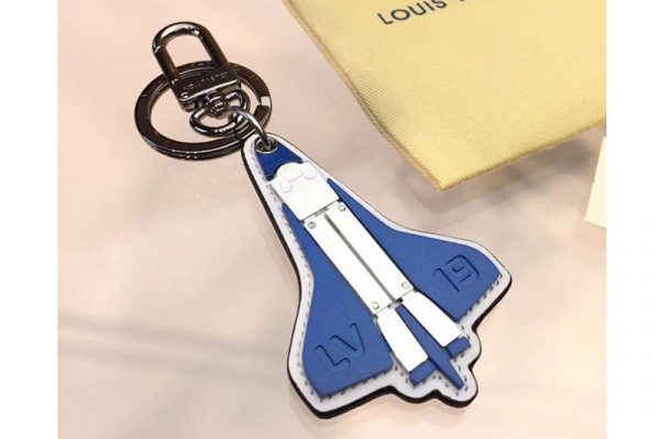 Replica Louis Vuitton MP2214 LV Metal Rocket Bag Charm and Key Holder Blue