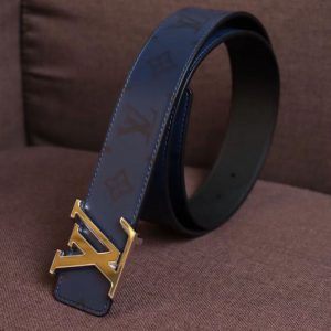 Replica Louis Vuitton M0033Q LV Pyramide 40mm Calf Leather Belt Blue