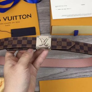 Replica Louis Vuitton M0065U LV Morningram 30mm Reversible Belt Damier Ebene Canvas Silver Buckle