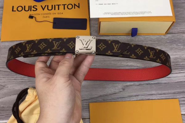 Replica Louis Vuitton M0067U LV Morningram 30mm Reversible Belt Monogram Canvas Silver Buckle