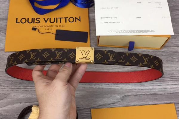 Replica Louis Vuitton M0067U LV Morningram 30mm Reversible Belt Monogram Canvas Gold Buckle