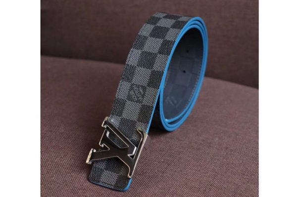 Louis Vuitton M0077T LV Damier Print 40mm Reversible Belt Damier Graphite Canvas Silver Buckle