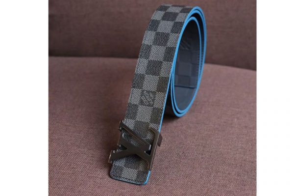 Replica Louis Vuitton M0077T LV Damier Print 40mm Reversible Belt Damier Graphite Canvas Black Buckle