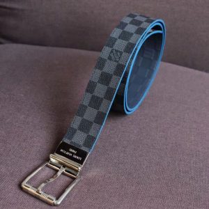 Replica Louis Vuitton M0077T LV Damier Print 40mm Reversible Belt Damier Graphite Canvas Silver Buckle