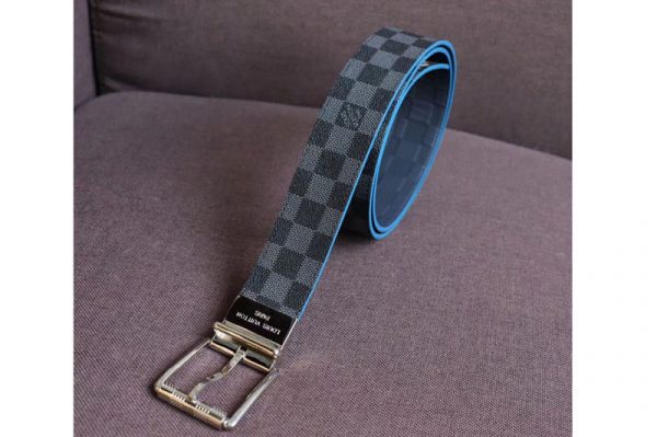 Replica Louis Vuitton M0077T LV Damier Print 40mm Reversible Belt Damier Graphite Canvas Silver Buckle