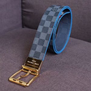 Replica Louis Vuitton M0077T LV Damier Print 40mm Reversible Belt Damier Graphite Canvas Gold Buckle