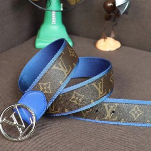 Replica Louis Vuitton M0130S LV Circle 40mm Belt Monogram Canvas Blue