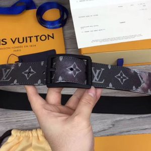 Replica Louis Vuitton M0132U LV Reverso 40mm Reversible Belts Monogram Galaxy Canvas Black Hardware