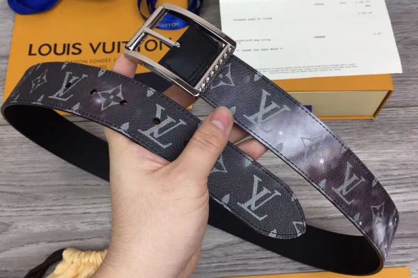 Replica Louis Vuitton M0132U LV Reverso 40mm Reversible Belts Monogram Galaxy Canvas Silver Hardware