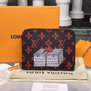 Replica Louis Vuitton M63883 LV Transformed historic Monogram canvas Zippy Coin Purse Red