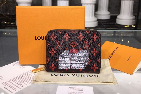 Replica Louis Vuitton M63883 LV Transformed historic Monogram canvas Zippy Coin Purse Red