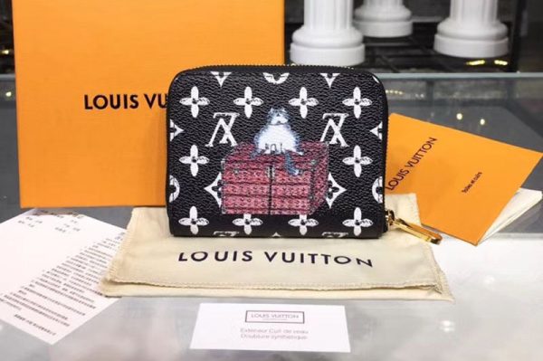 Replica Louis Vuitton M63883 LV Transformed historic Monogram canvas Zippy Coin Purse Black