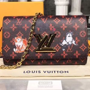 Replica Louis Vuitton M63888 LV Transformed historic Monogram canvas Twist Chain Wallet Red