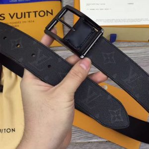 Replica Louis Vuitton M9044U LV Reverso 40mm Reversible Belts Monogram Eclipse canvas Black Hardware