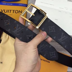 Replica Louis Vuitton M9044U LV Reverso 40mm Reversible Belts Monogram Eclipse canvas Gold Hardware