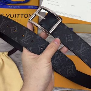 Replica Louis Vuitton M9044U LV Reverso 40mm Reversible Belts Monogram Eclipse canvas Silver Hardware