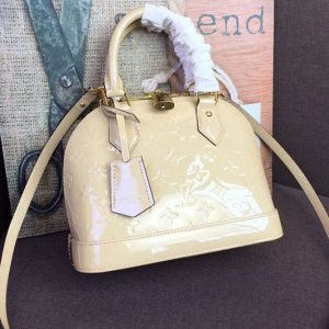 Replica Louis Vuitton M91606 LV Monogram Vernis Alma BB Bags Beige