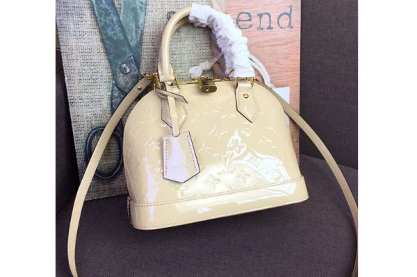 Replica Louis Vuitton M91606 LV Monogram Vernis Alma BB Bags Beige