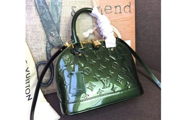 Replica Louis Vuitton M91606 LV Monogram Vernis Alma BB Bags Green