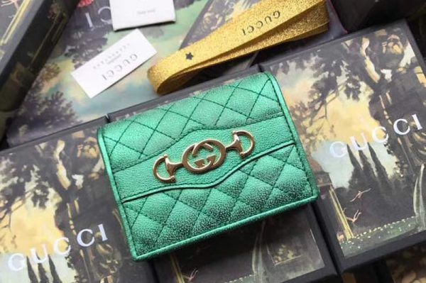 Replica Gucci ‎‎536353 Laminated leather card case Green