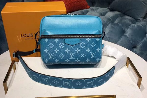 Replica Louis Vuitton M30241 Outdoor Messenger Taiga Leather Blue