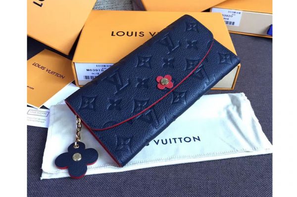 Replica Louis Vuitton M63918 LV Emilie Wallet Monogram Empreinte Leather Marine Rouge