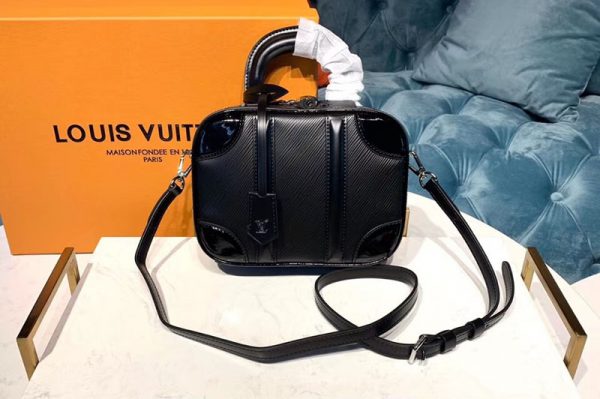 Replica Louis Vuitton M44582 LV Mini Luggage Black Epi Leather