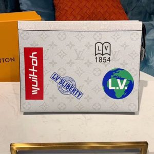 Replica Louis Vuitton M61692 LV Pochette Voyage MM White Monogram Canvas