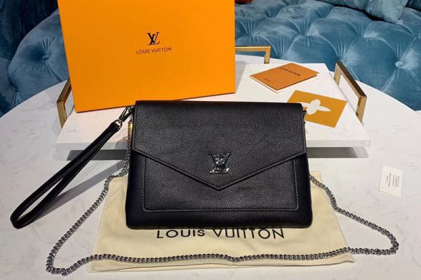 Replica Louis Vuitton M63926 LV Pochette Mylockme Bags Black Calf Leather