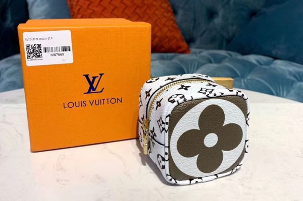 Replica Louis Vuitton M67669 LV Porte Monnaie Cube coin purse Gray Monogram canvas