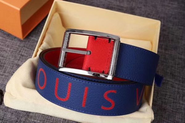 Replica Louis Vuitton M0126 LV Reversible Belt Taurillon leather Blue