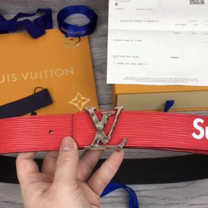 Replica Louis Vuitton LV Supreme 40mm Belt Red Epi Leather