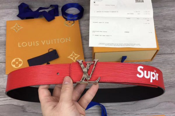 Replica Louis Vuitton LV Supreme 40mm Belt Red Epi Leather