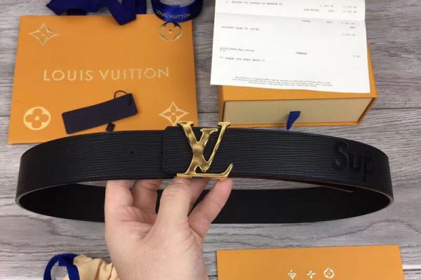 Replica Louis Vuitton LV Supreme 40mm Belt Black Epi Leather