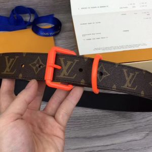 Replica Louis Vuitton 35mm LV Monogram Solar Rey Belt With Orange Buckle