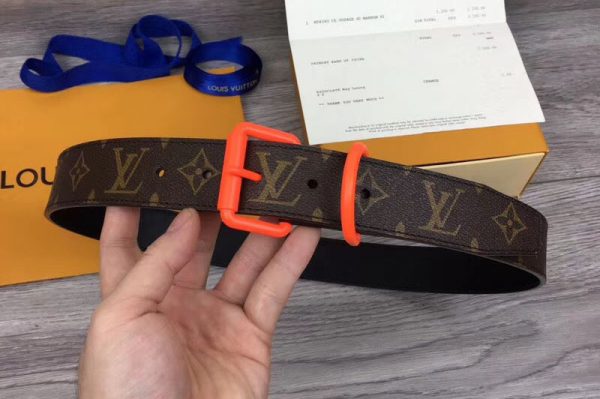 Replica Louis Vuitton 35mm LV Monogram Solar Rey Belt With Orange Buckle