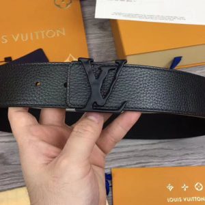 Replica Louis Vuitton M0109T LV Initiales 40mm Reversible Belt Black Taurillon Leather Black Buckle