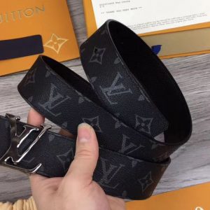 Replica Louis Vuitton M0157S LV Initiales 40mm Reversible Belt Black Monogram Canvas and Taiga leather