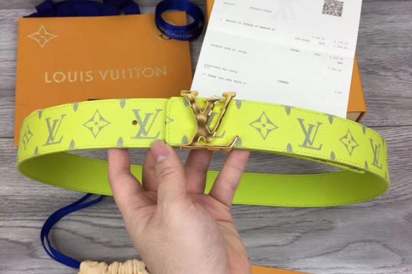 Replica Louis Vuitton M0160S LV Initiales 40mm Reversible Belt Yellow Monogram Canvas and Taiga leather